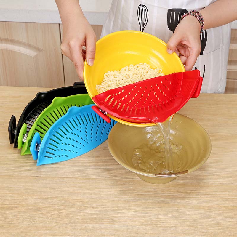 Universal Silicone Clip-on Pan Pot Strainer Anti-spill Pasta Pot Strainer Food Grade Rice Fruit Colander Strainer Kitchen Items