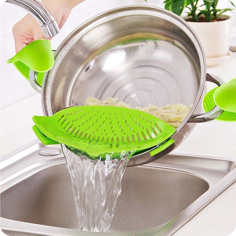 Universal Silicone Clip-on Pan Pot Strainer Anti-spill Pasta Pot Strainer Food Grade Rice Fruit Colander Strainer Kitchen Items