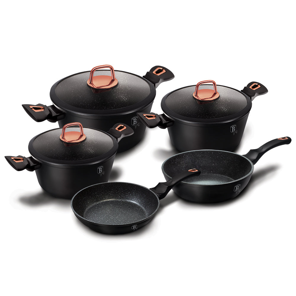 10-Piece Kitchen Cookware Set Black Rose Collection