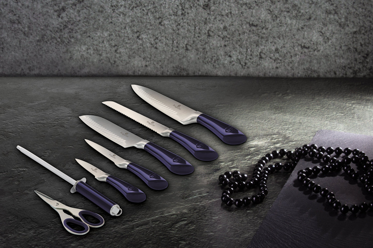 8-Piece Knife Set w/ Acrylic Stand Purple Collection