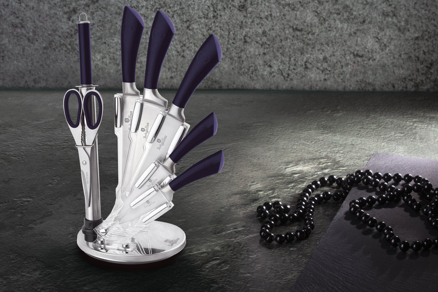 8-Piece Knife Set w/ Acrylic Stand Purple Collection