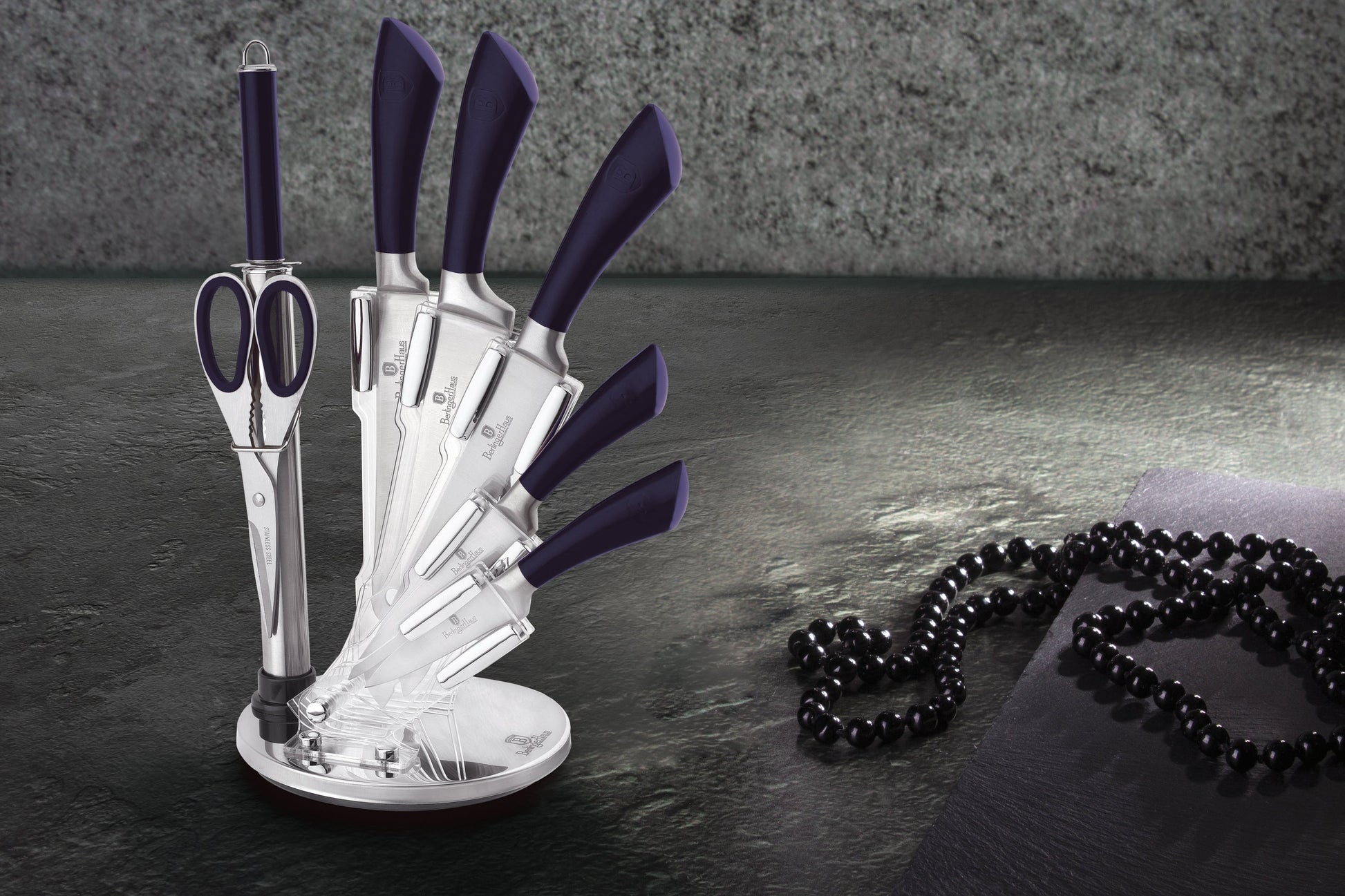 Berlinger Haus 8-Piece Knife Set with Acrylic Stand - Purple