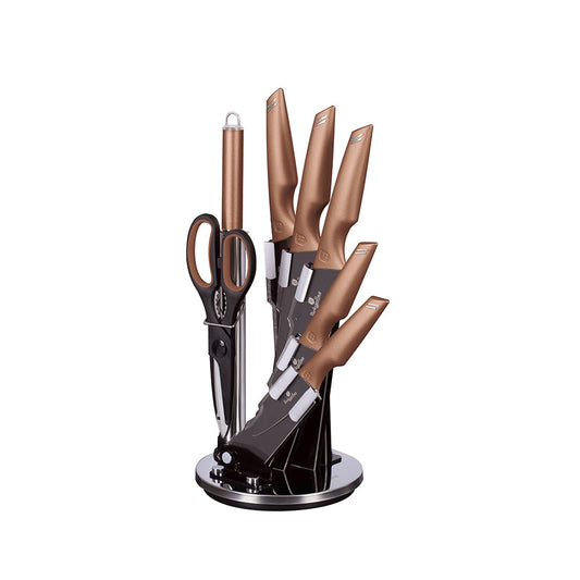 8-Piece Knife Set w/ Acrylic Stand Rose Gold Collection