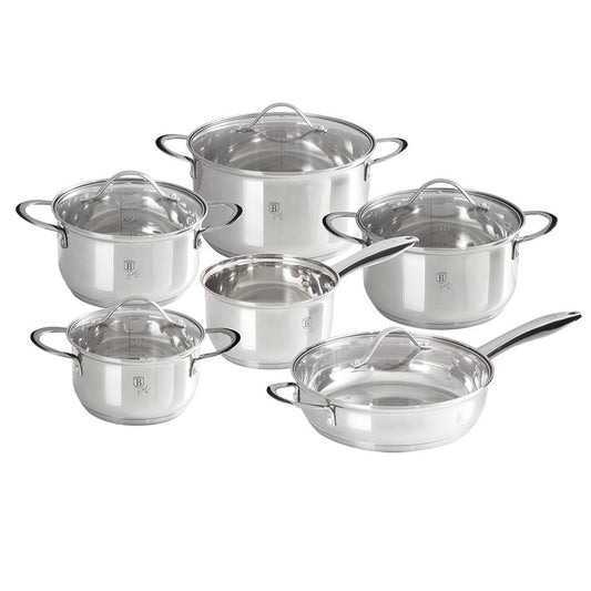 12-Pieces Stainless Steel Cookware Set Steel Collection