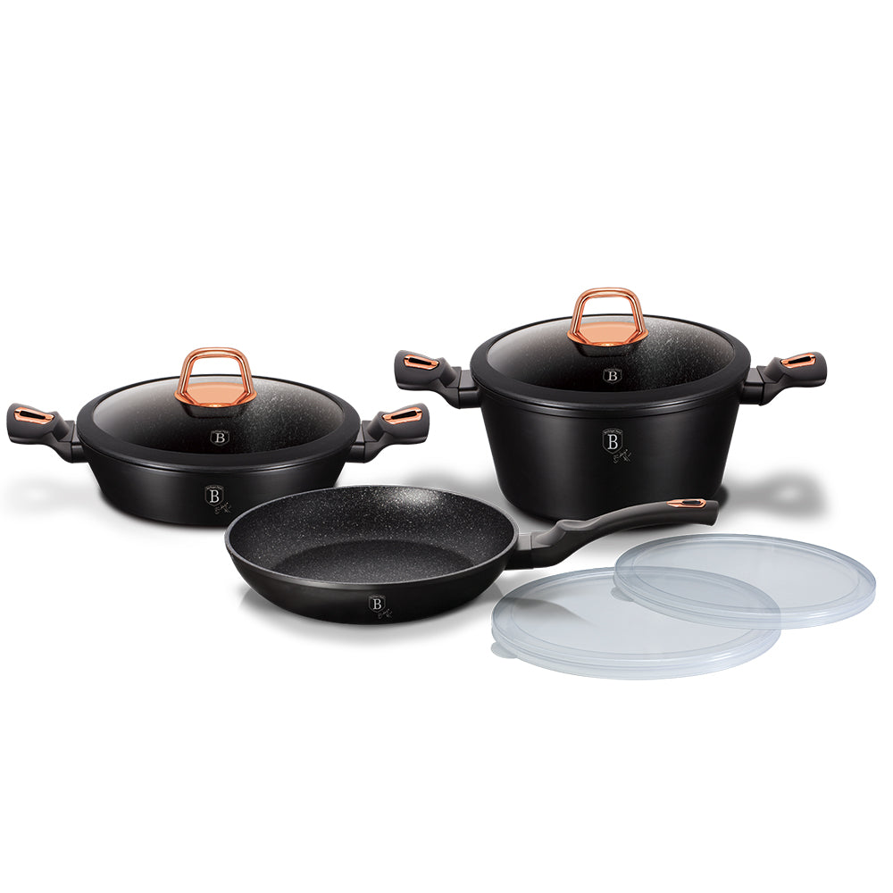 7-Piece Kitchen Cookware Set Black Rose Collection