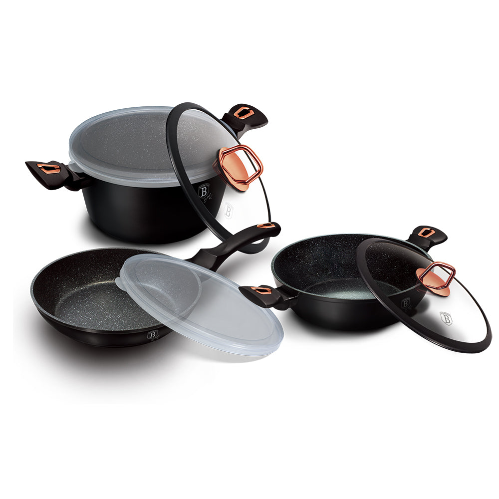 7-Piece Kitchen Cookware Set Black Rose Collection