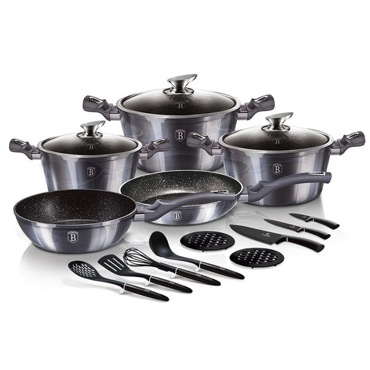 17-Piece Kitchen Cookware Set Carbon Pro Collection