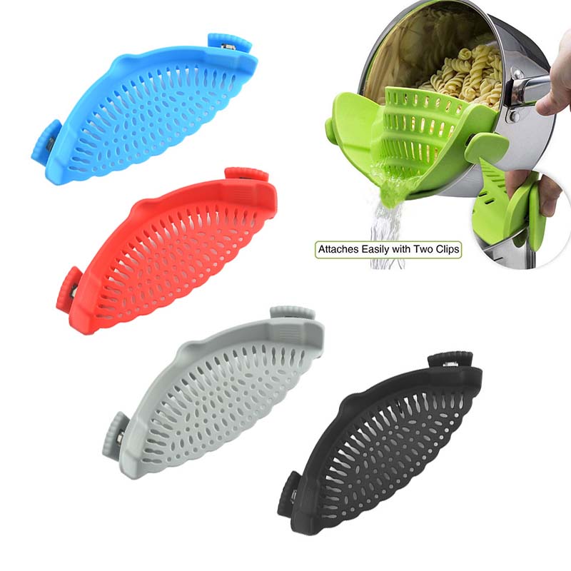 Universal Silicone Clip-on Pan Pot Strainer Anti-spill Pasta Pot Strainer Food Grade Rice Fruit Colander Strainer Kitchen Items