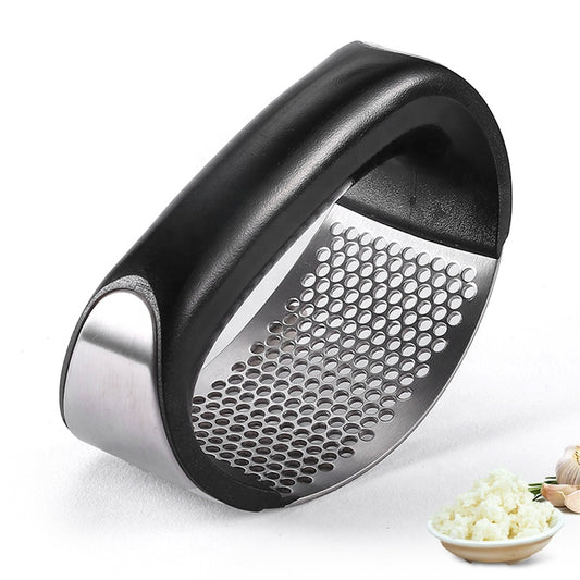 Garlic Press, Stainless Steel, Manual Grinding Curved Ginger Crusher