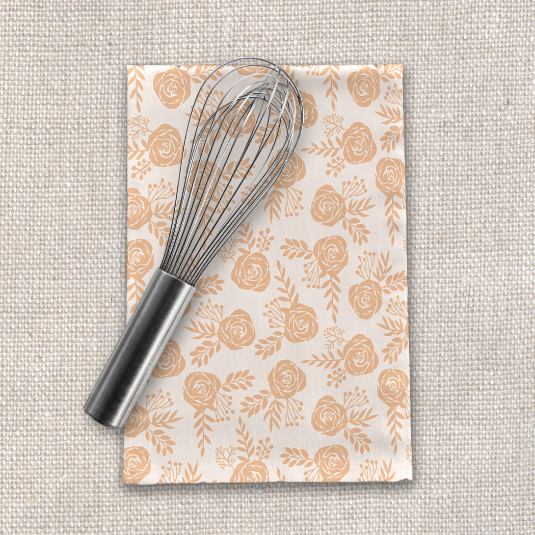 Light Orange Floral Tea Towel